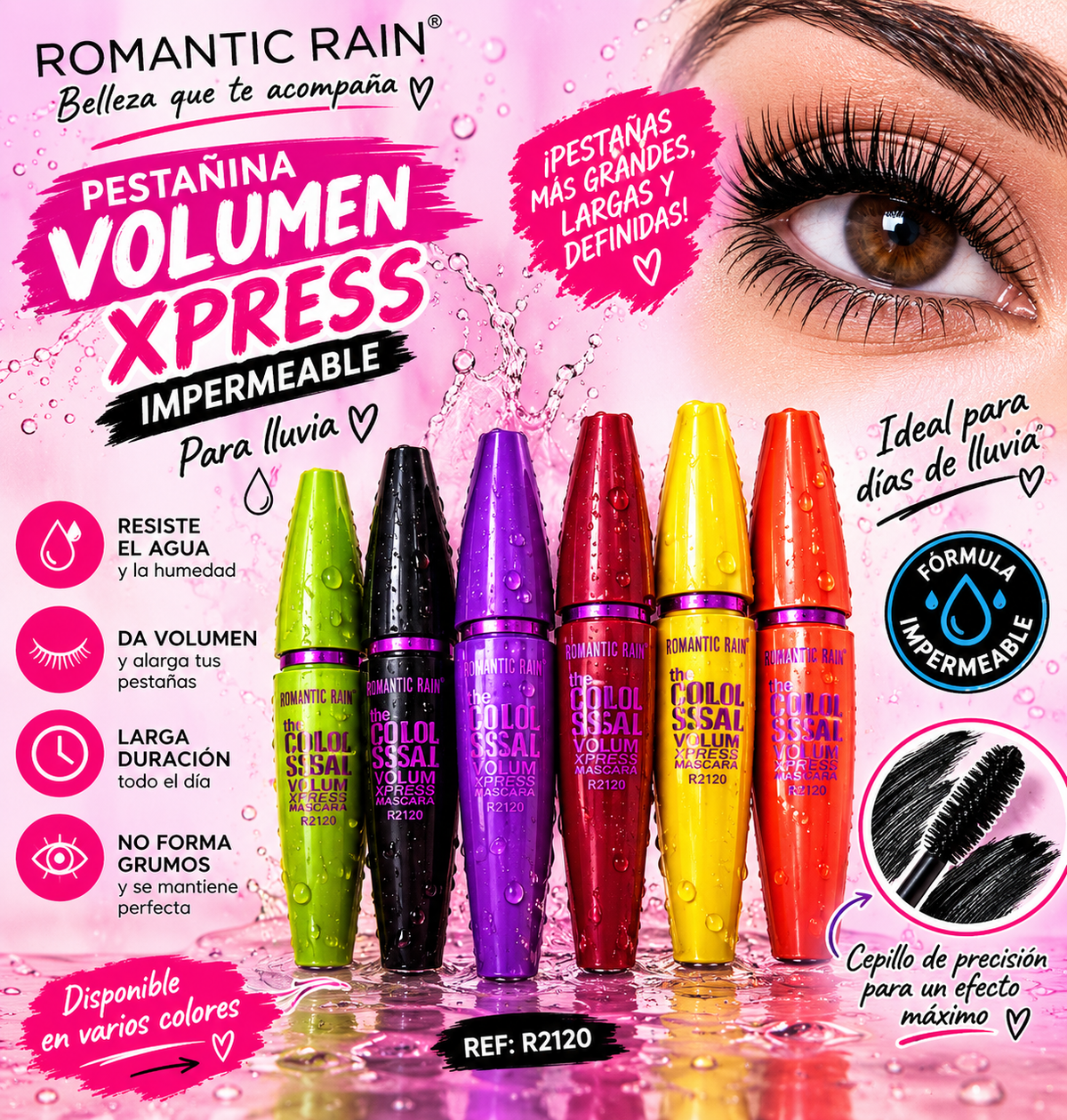 PESTAÑINA VOLUMEN EXPRESS IMPERMEABLE ROMANTIC RAIN REF R2120