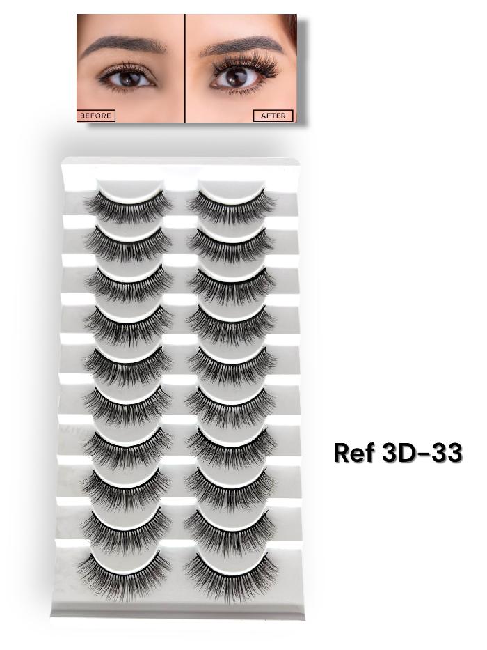 Set De Pestañas X10 Unidades #33 Ref 3D-33