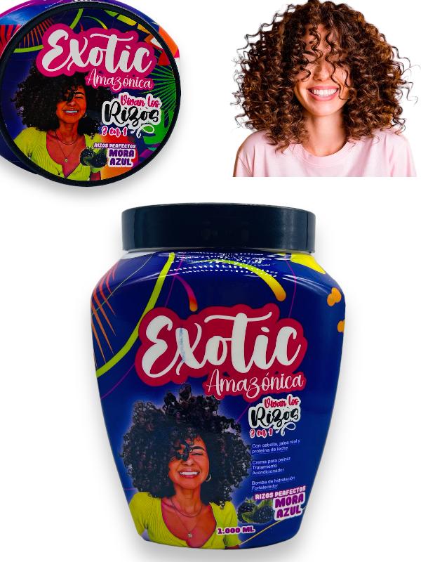 Tratamiento Capilar 3 En 1 Rizos Perfectos Mora Azul Exotic Amazónica 1000 Ml Ref EXOTIC-RIZOS MORA AZUL