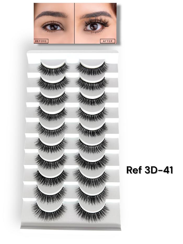 Set De Pestañas X10 Unidades #41 Ref 3D-41