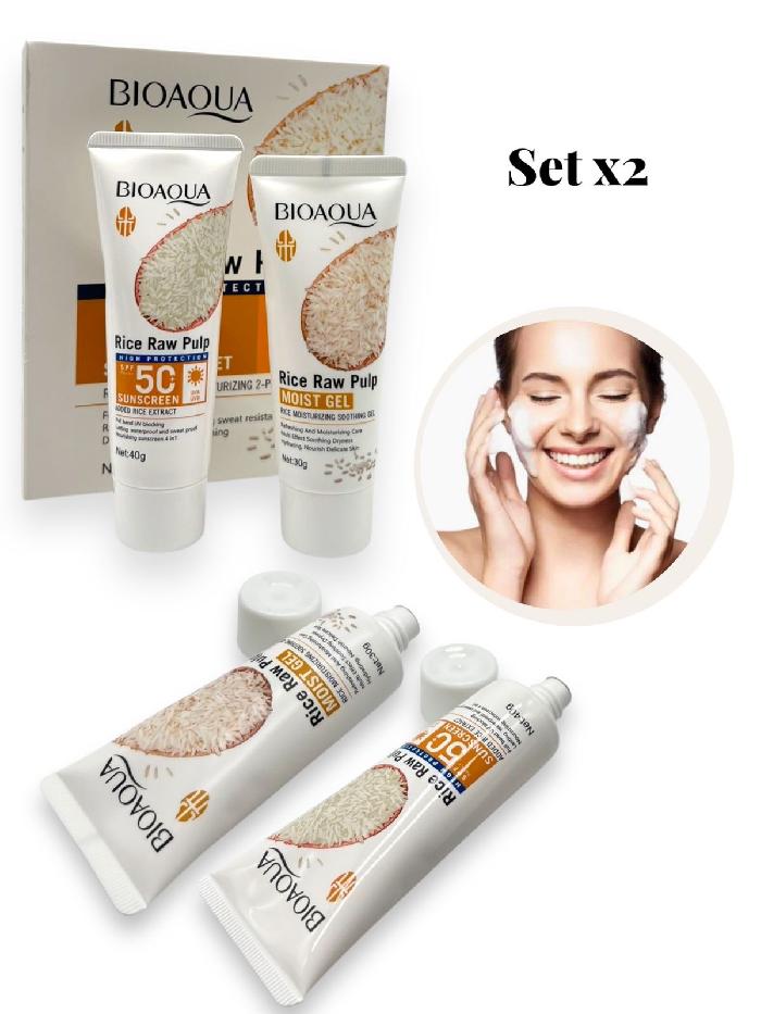 Kit De Protector Solar Y Gel De Arroz Calmante E Hidratante De Arroz Bioaqua