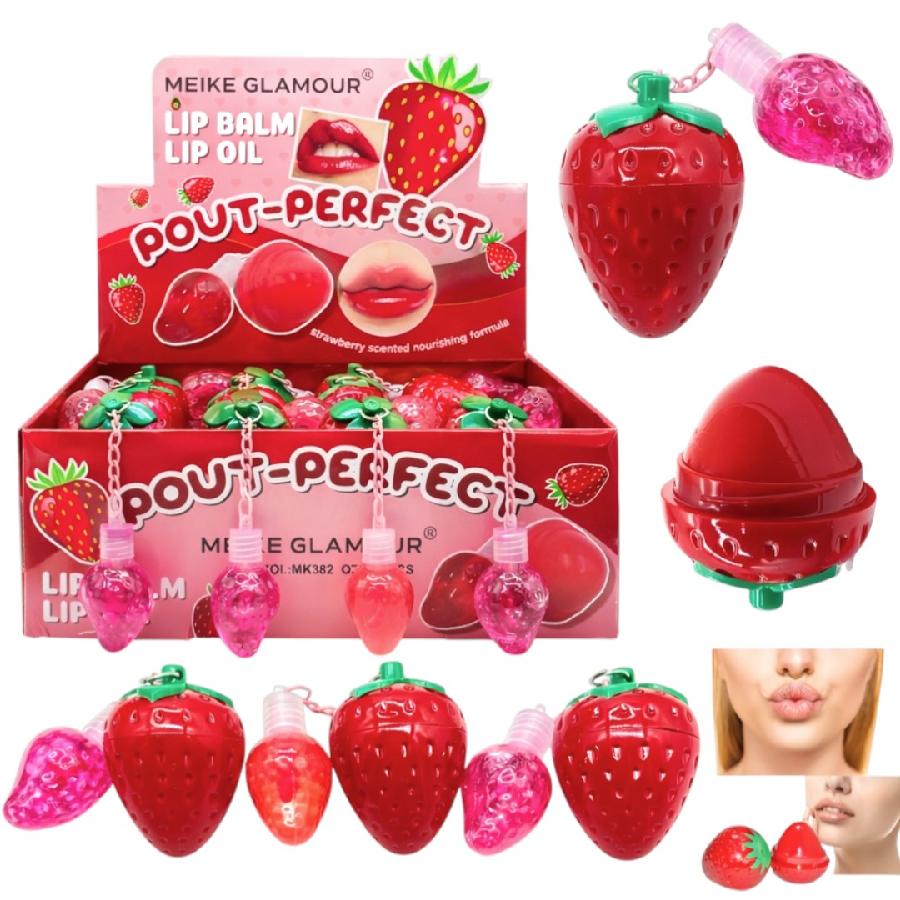 Set X2 De Lip Balm De Fresita & Lip Gloss Meike Glamour