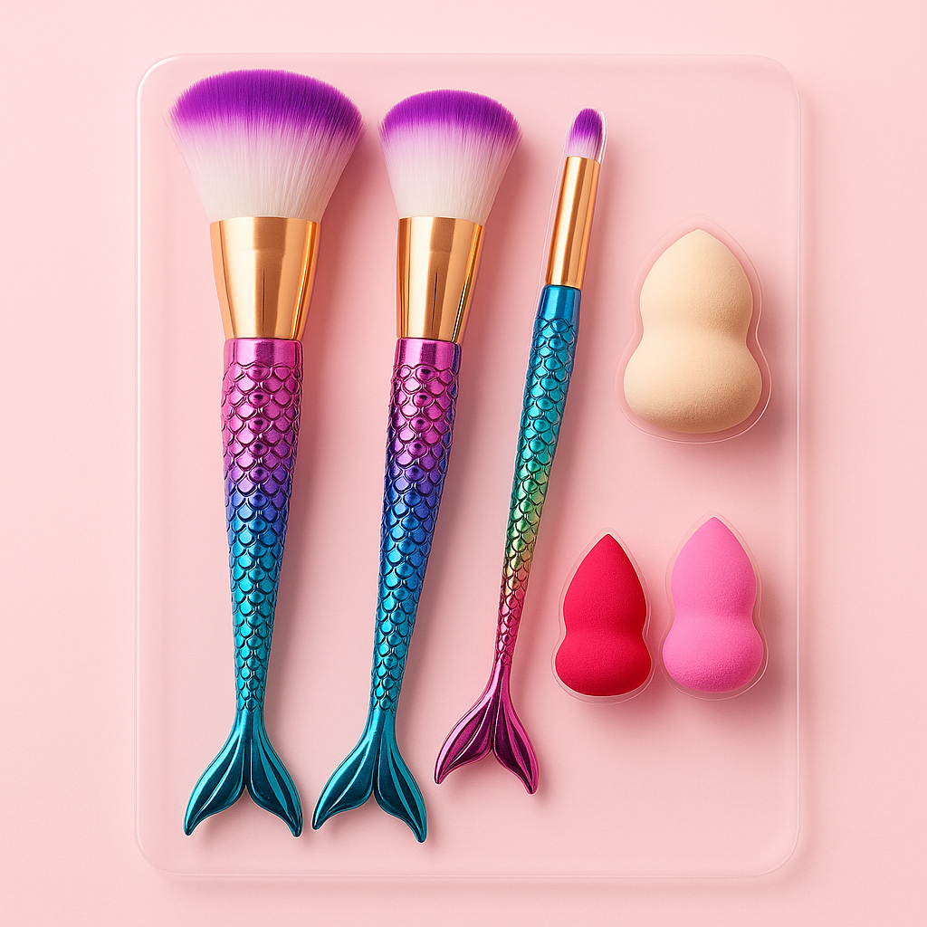 Kit de Brochas Sirena + Esponjas – Miss Mistery