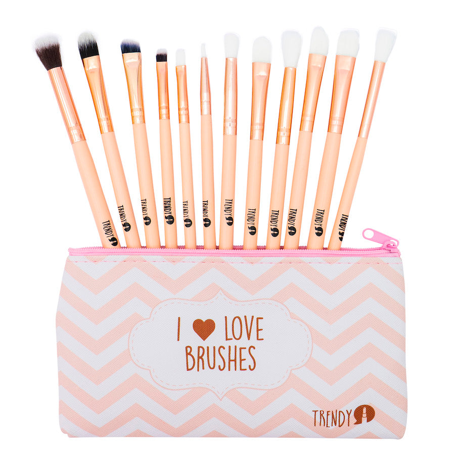 Kit de Brochas para Ojos x12 con Cosmetiquera– Trendy