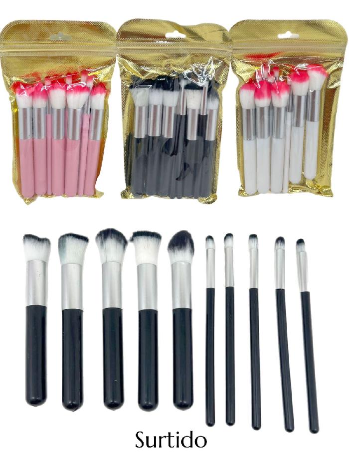 Set De Brochas Kabuki X10 Unds Tonos Surtidos