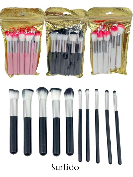Set De Brochas Kabuki X10 Unds Tonos Surtidos