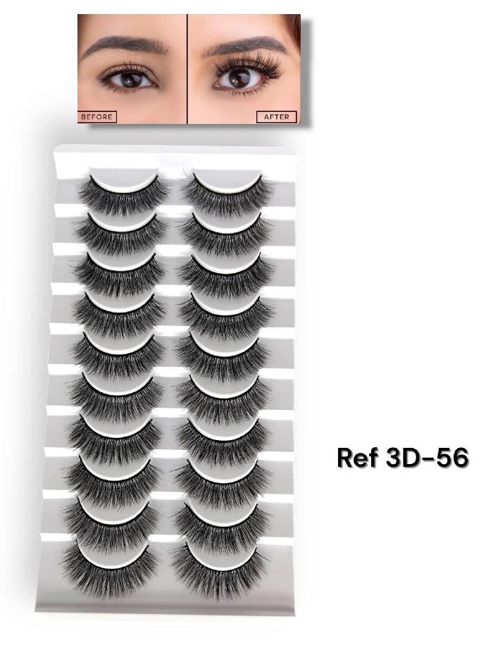 Set De Pestañas X10 Unidades #56 Ref 3D-56