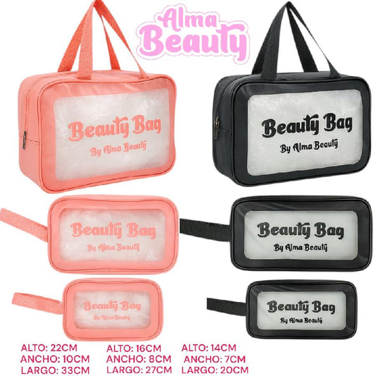 Kit 3 Cosmetiqueras Organizadoras Beauty Bag Alma Beauty