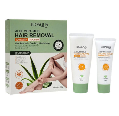 Set De Crema Depiladora Y Gel Calmante Aloe Bioaqua Ref BQY75208