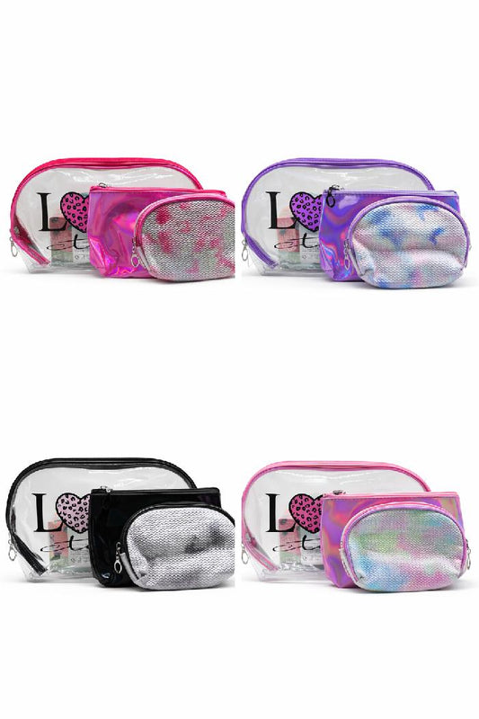 Set Cosmetiquera X3 Pcs Love Tonos Surtidos