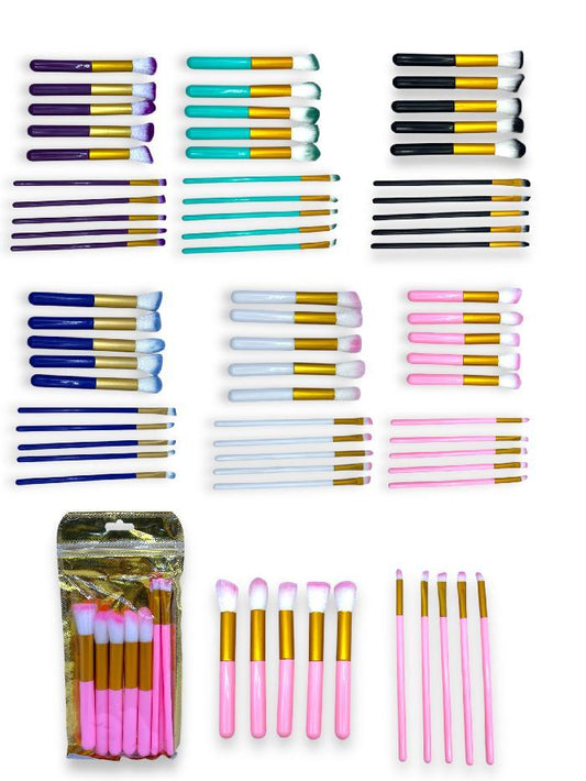 Kit De Brocha Kabuki 10 Pcs Tonos Surtidos Tamaño Mediano Ref 25DH-039