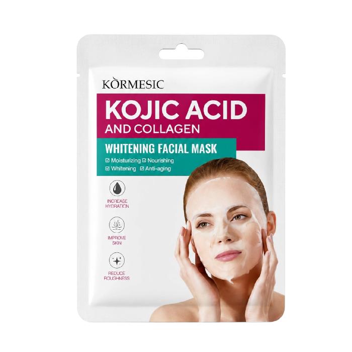 MASCARILLA EN VELO FACIAL BLANQUEADORA DE ACIDO KOJIC Y COLAGENO KORMESIC REF KMC23070