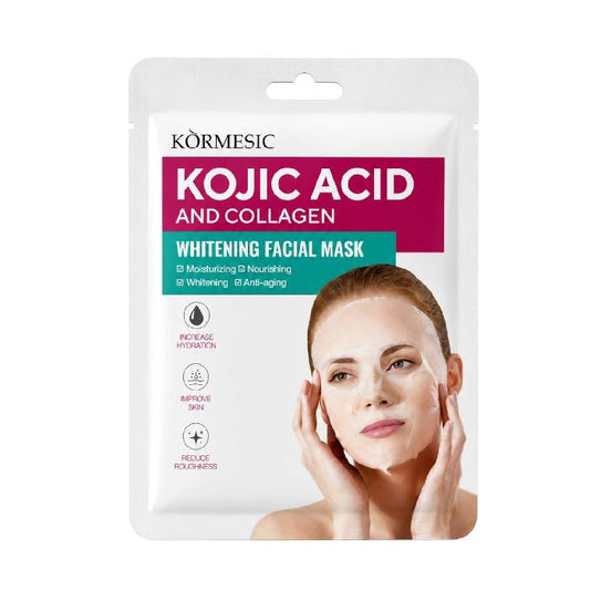 MASCARILLA EN VELO FACIAL BLANQUEADORA DE ACIDO KOJIC Y COLAGENO KORMESIC REF KMC23070