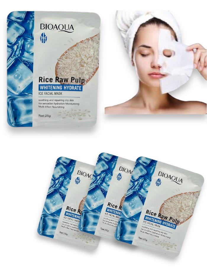 Mascarilla En Velo De Arroz Y Hielo Hidratación Blanqueadora Bioaqua Ref BQY39026