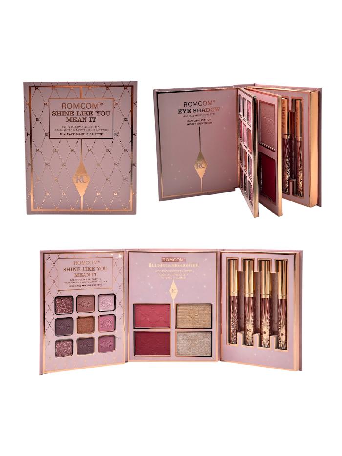 Book de sombras, rubor e iluminador y labiales Shine Like You Mean It Romcom