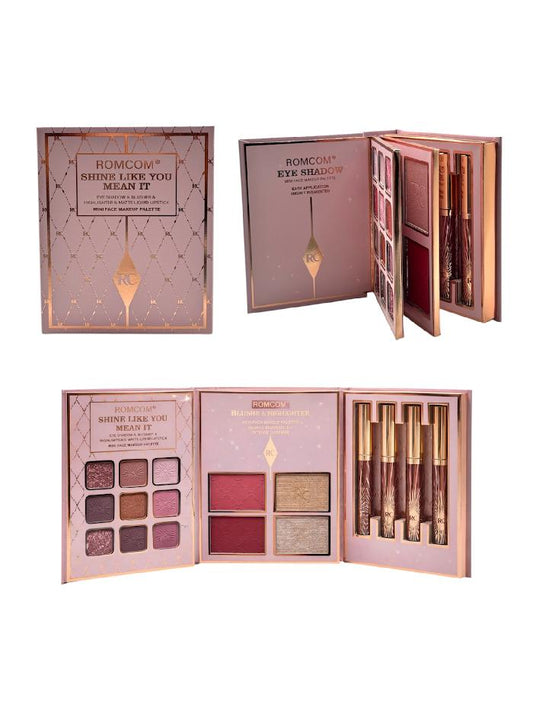 Book de sombras, rubor e iluminador y labiales Shine Like You Mean It Romcom