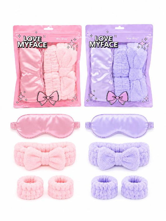 Set De Balaca Muñequeras Y Antifaz Satinado Love Myface Tonos Surtidos Ref MDH12109