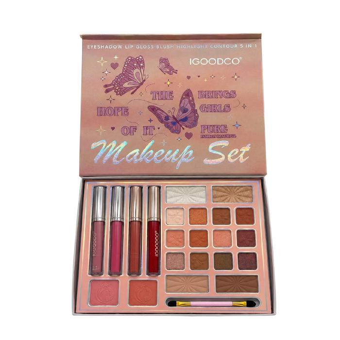 KIT DE SOMBRAS ILUMINADOR RUBOR Y LIP GLOSS X 22 TONOS MAKEUP SET BRINGS GIRL IGOODCO REF IG-3311