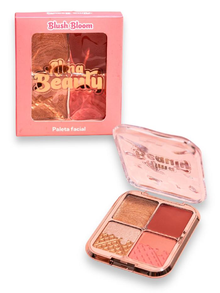 Paleta Facial 4 Tonos De Rubor E Iluminador Blush Bloom Alma Beauty Ref Abm-022