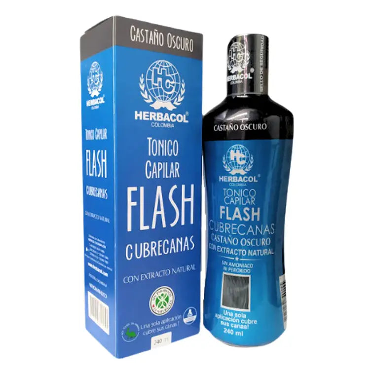 Tónico Capilar Flash Cubrecanas Castaño Oscuro Herbacol 240 Ml Ref L2838-20