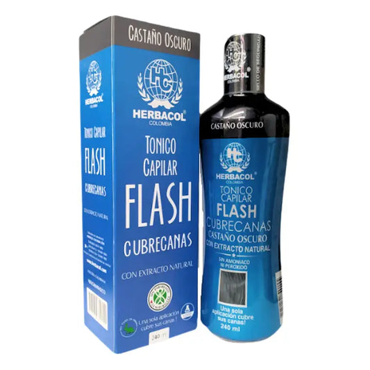 Tónico Capilar Flash Cubrecanas Castaño Oscuro Herbacol 240 Ml Ref L2838-20