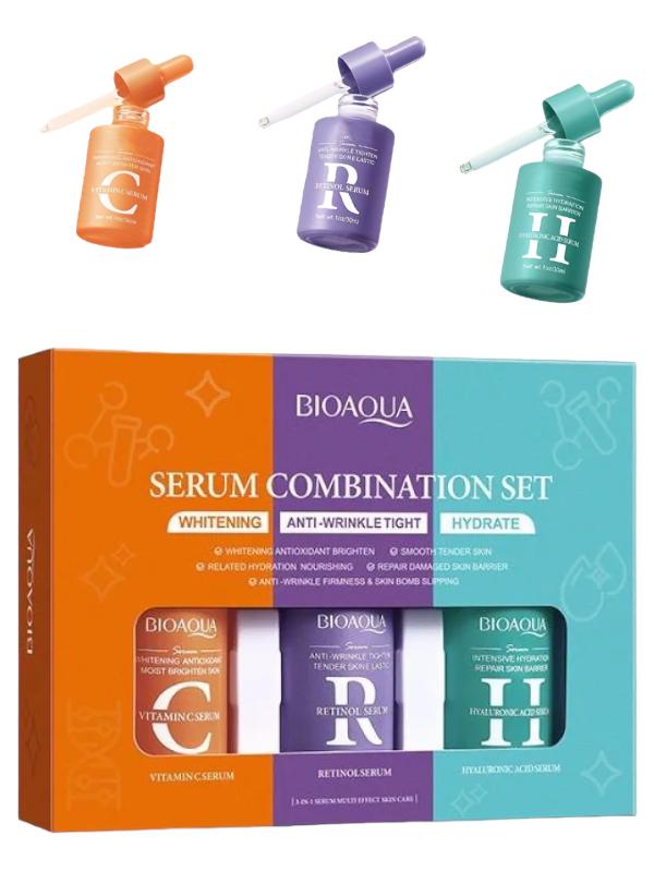 KIT DE SERUM COMBINATION BIOAQUA ACLARANTE, ANTI EDAD E HIDRATANTE REF BQY37350