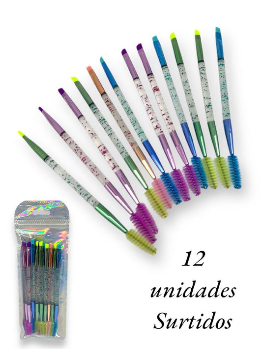 Set X12 Piezas De Brocha Doble De Cejas Ref Mf-a91