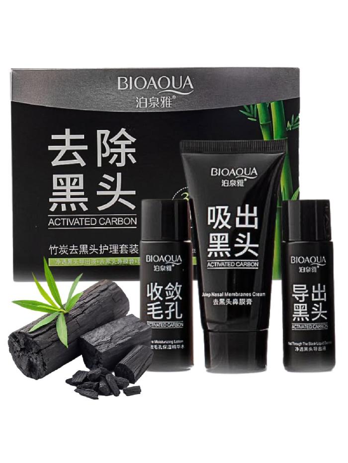 Kit De Cuidado Facial 3 Pasos Para Puntos Negros Bioaqua