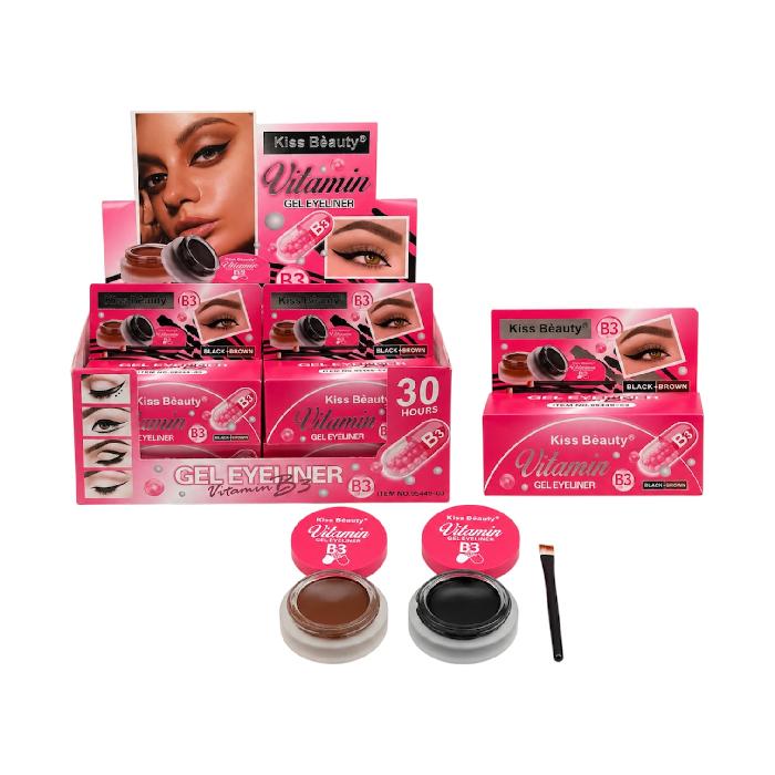 BETUN GEL CEJAS BLACK BROWN VITAMINA B3 30HRS CON 2 BROCHAS KISS BEAUTY REF 95449-03