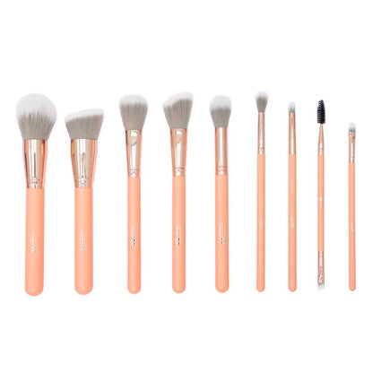 Kit de Brochas Trendy KC8 Coral x9 + Cosmetiquera