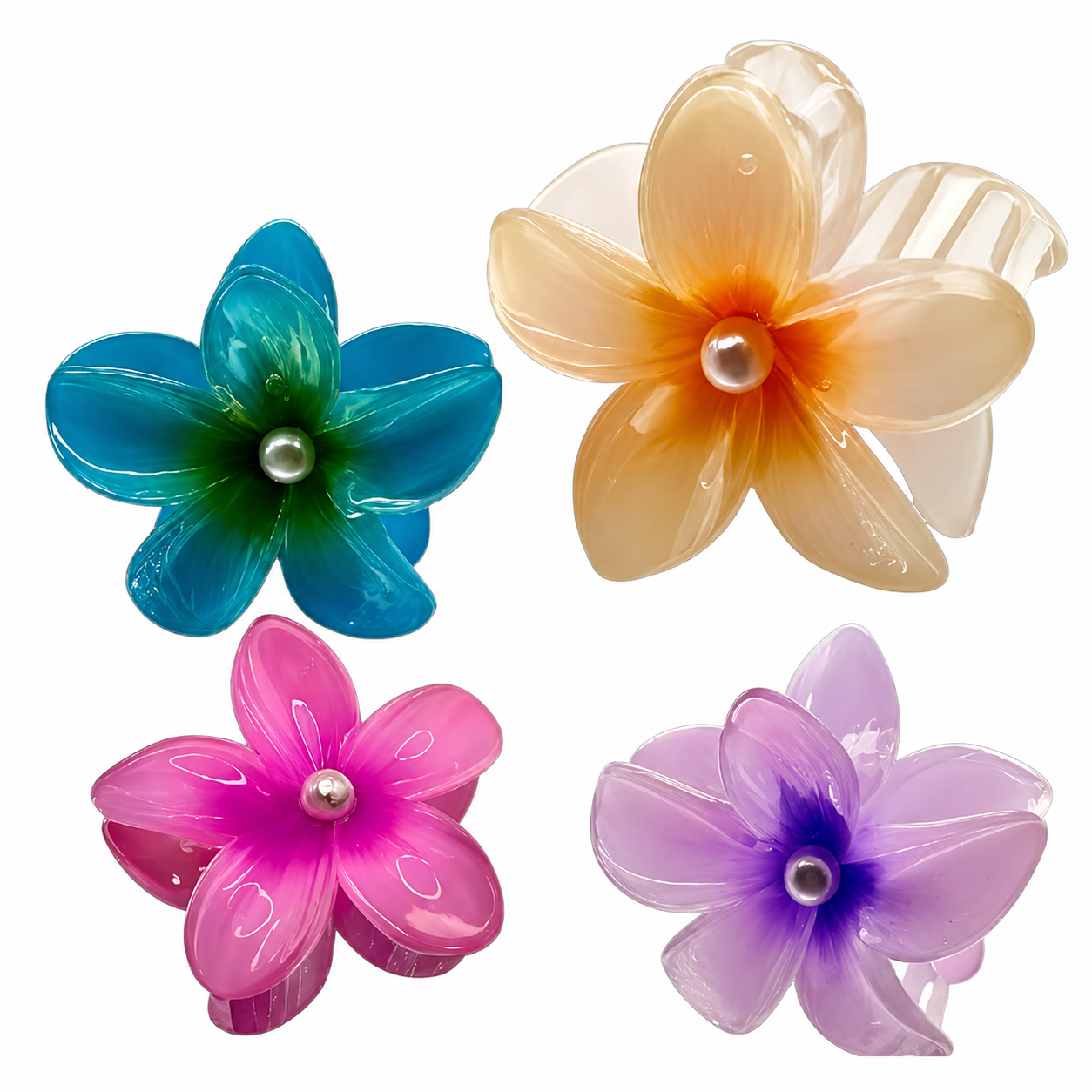 Ganchos para el cabello de flor con perla colores combinados surtidos