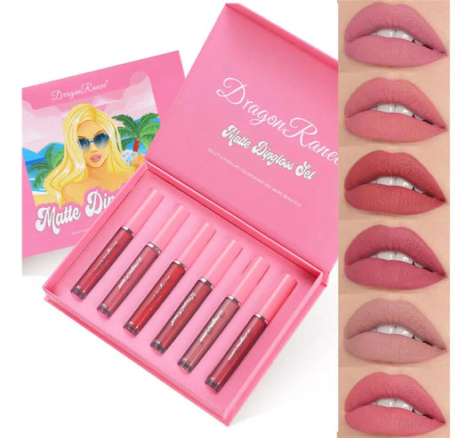 Lápiz Labial Mate en Caja de Seis Piezas – No Se Decolora