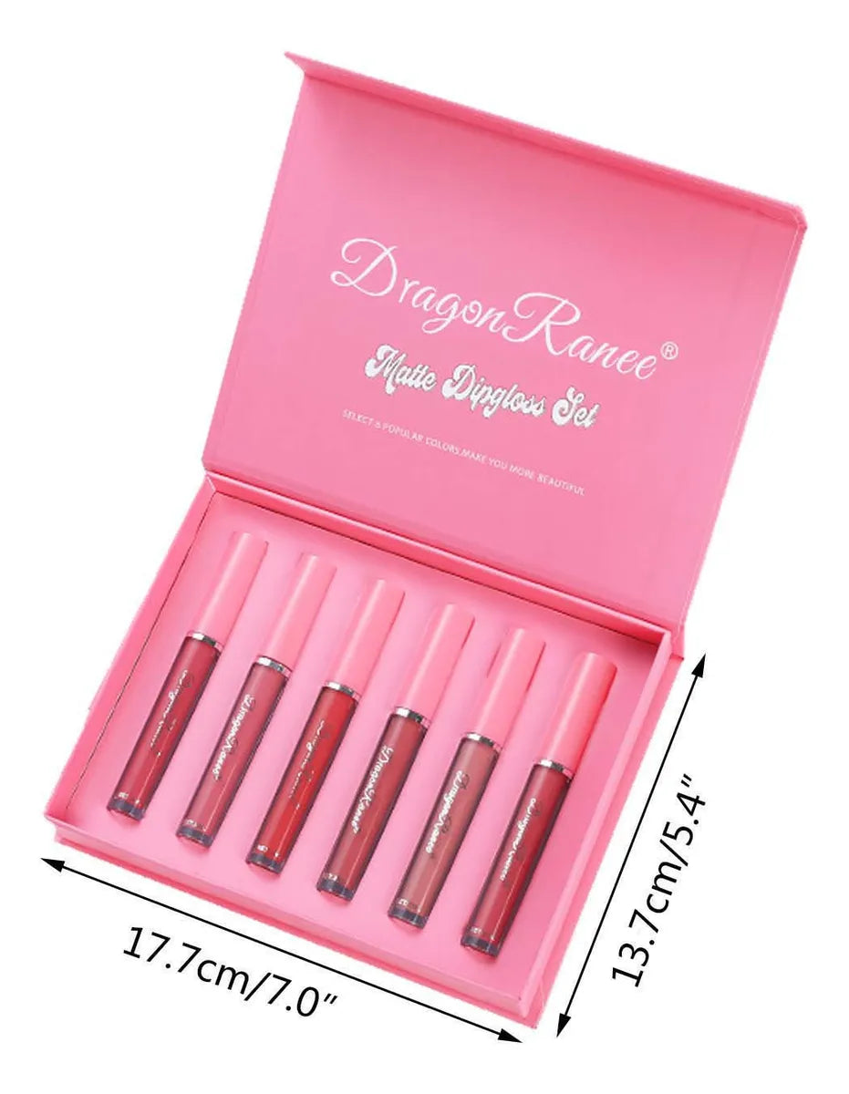 Lápiz Labial Mate en Caja de Seis Piezas – No Se Decolora