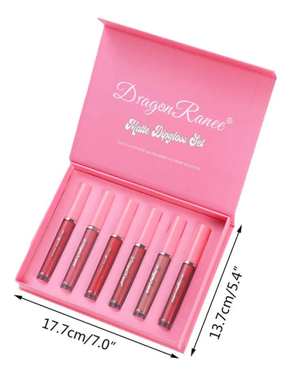 Lápiz Labial Mate en Caja de Seis Piezas – No Se Decolora