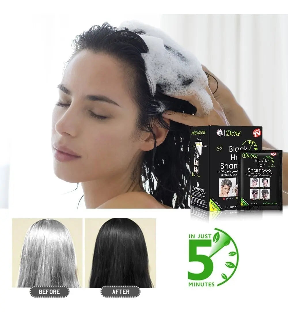 Shampoo Tinte Cubre Canas Dexe 10 Sobres 250 Ml Ref DX-2