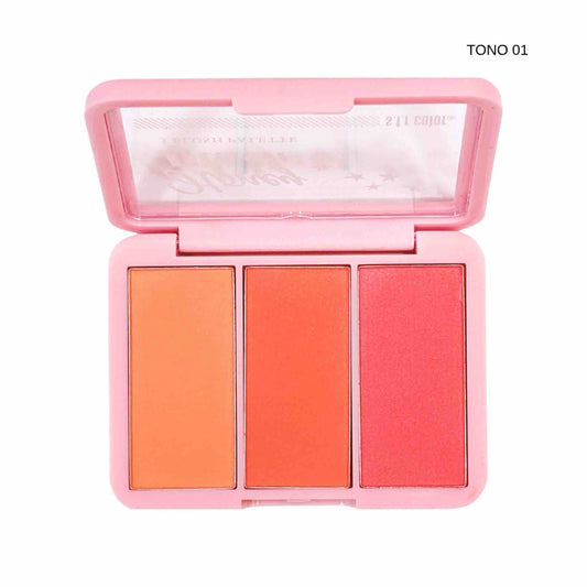 Rubor Compacto Honey Blush X3 Tonos | S.F.R Color