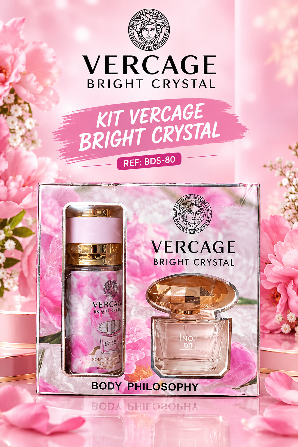 KIT PERFUME VERCAGE BRIGTH CRYSTAL 88 ML REF BDS-80