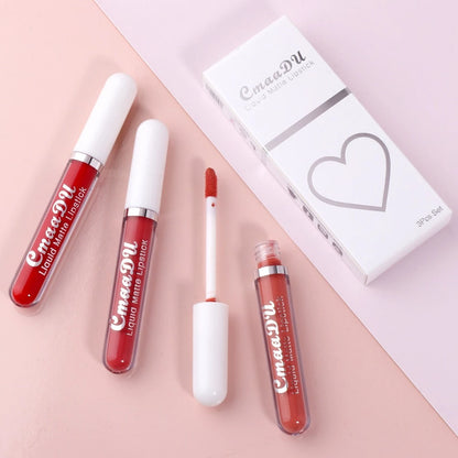 Kit 3Pcs Labiales Cmaadu – Brillo + Mate Líquido + Efecto a Prueba de Agua